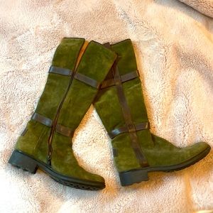 Hunter olive green to the knee boots